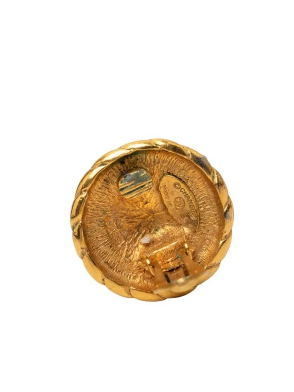 Chanel CC Logo Round Earrings Gold Plated